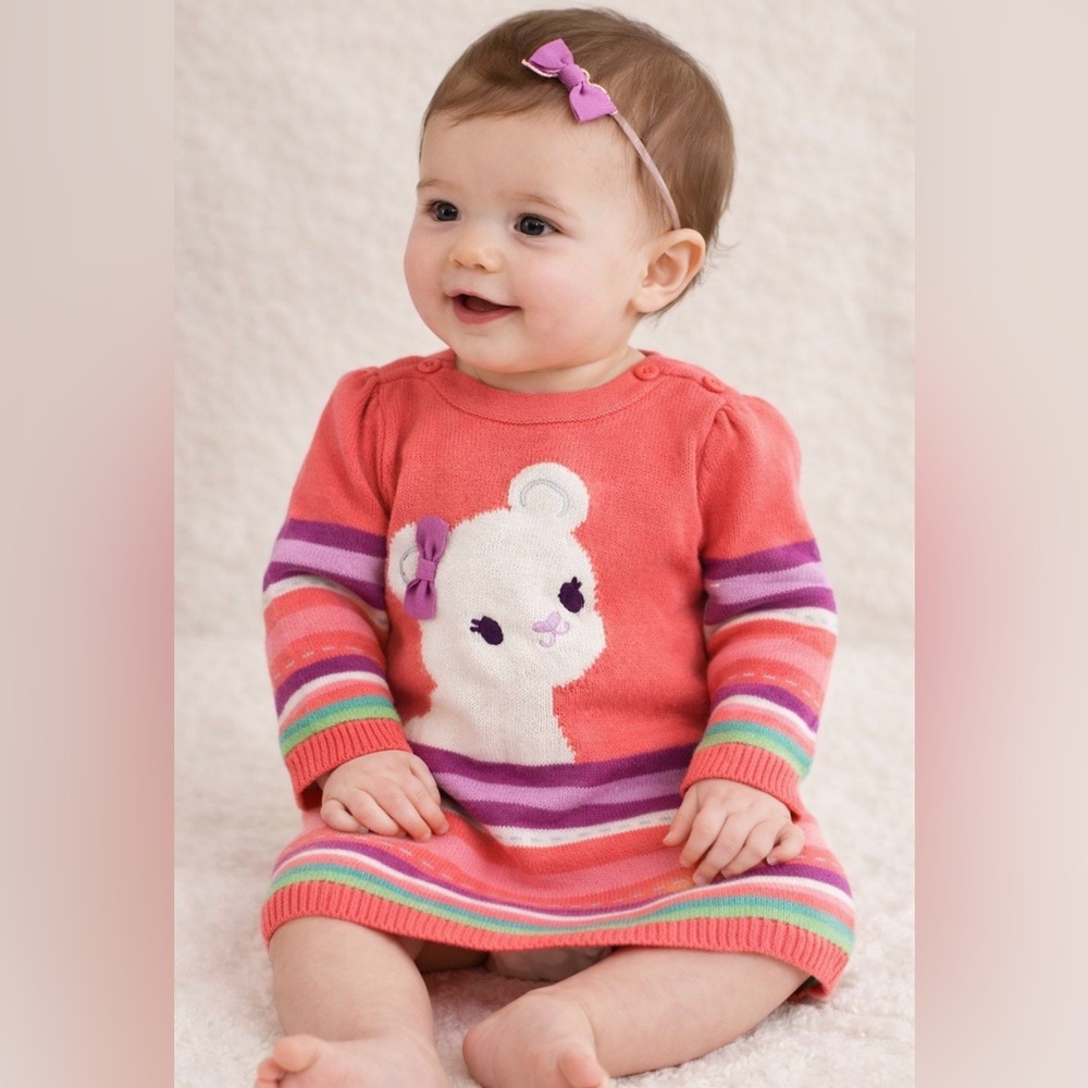 Gymboree Snow Bear Knitted Dress 100% Cotton size Baby 3-6 month